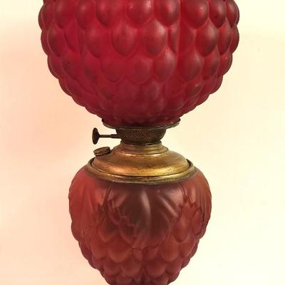 Lot #131 Antique Success Oil Lamp - Ruby Red GWTW Style