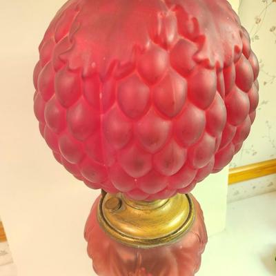 Lot #131 Antique Success Oil Lamp - Ruby Red GWTW Style