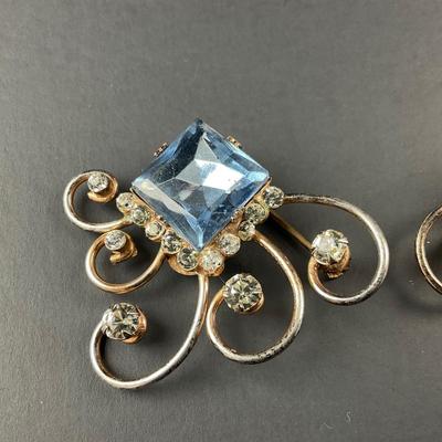 -122- SILVER | Rhinestone & Sterling Marked Pins