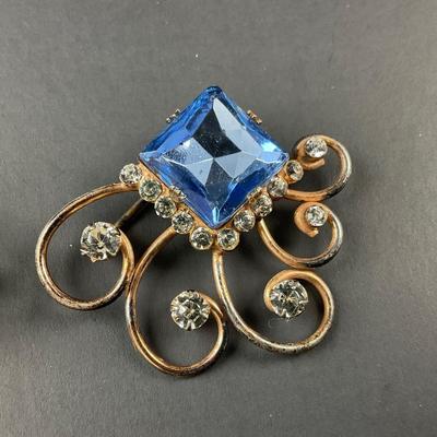 -122- SILVER | Rhinestone & Sterling Marked Pins