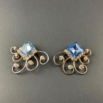 -122- SILVER | Rhinestone & Sterling Marked Pins