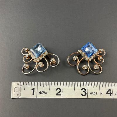-122- SILVER | Rhinestone & Sterling Marked Pins