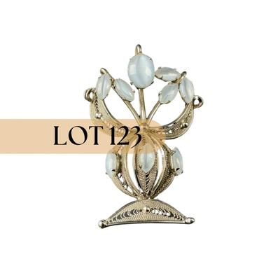-123- SILVER | Enzell Sterling Silver Art Pin With Blue Stones