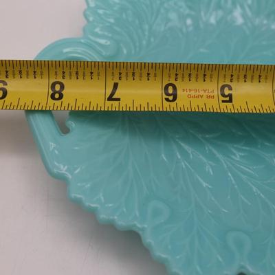 Turquoise Leaf Dish with Handle