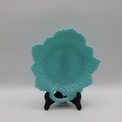 Turquoise Leaf Dish with Handle