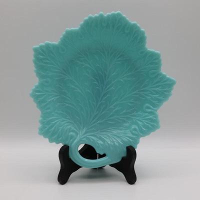 Turquoise Leaf Dish with Handle