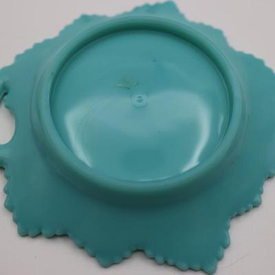 Turquoise Leaf Dish with Handle