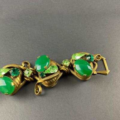 -125- COSTUME JEWELRY | Henkel & Gross For Dior | 1950’s Chunky Jade Stone Bracelet