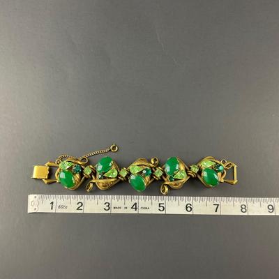 -125- COSTUME JEWELRY | Henkel & Gross For Dior | 1950’s Chunky Jade Stone Bracelet