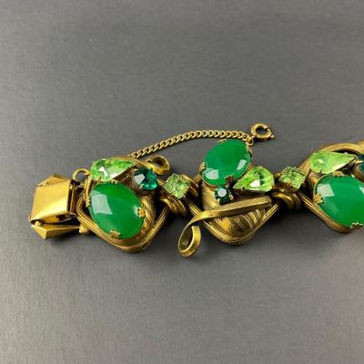 -125- COSTUME JEWELRY | Henkel & Gross For Dior | 1950’s Chunky Jade Stone Bracelet