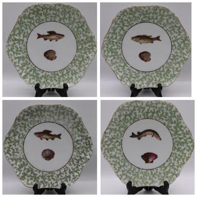 LIMOGES French China Fish Plates - Set of (4)