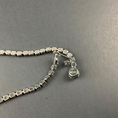 -127- COSTUME JEWELRY | Weiss Rhinestone Necklace | Marked