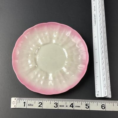 -128- BELLEEK | Teacup & Saucer | Tridacna Shell Pink Pattern | 2nd Mark