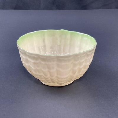 -129- BELLEEK | Teacup & Saucer | Tridacna Shell green Pattern | 2nd Mark