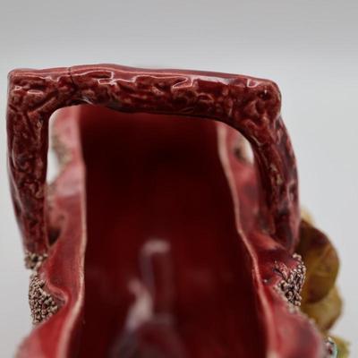 Vintage Sugar Glaze Floral Pottery Basket