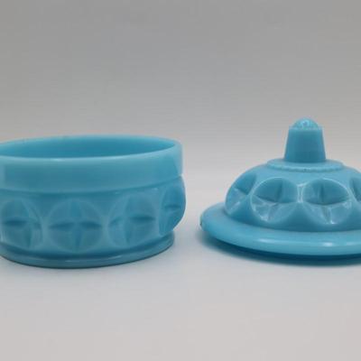 Milk Glass Blue Candy Dish (See Details)