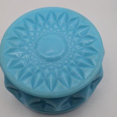 Milk Glass Blue Candy Dish (See Details)