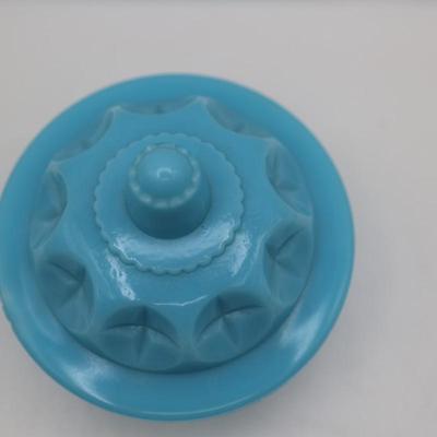 Milk Glass Blue Candy Dish (See Details)