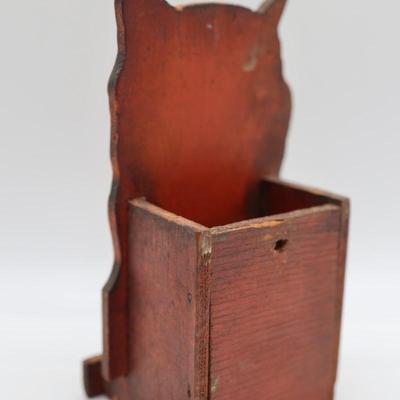 Vintage Wood Cat Matchbox Holder