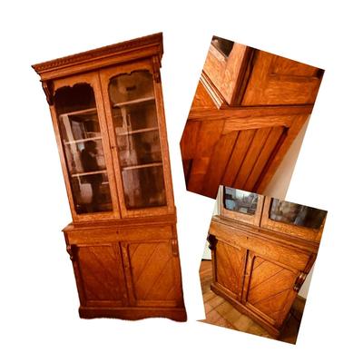 Antique Oak Step Back Cupboard