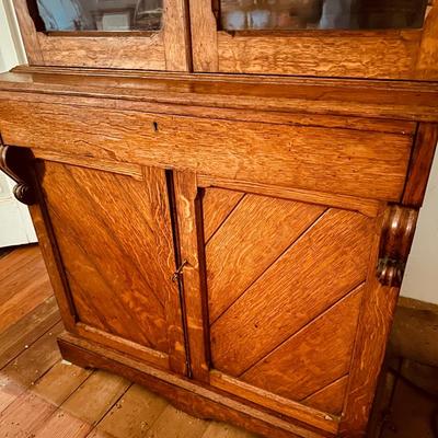 Antique Oak Step Back Cupboard