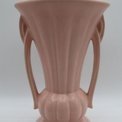 SIGNED McCoy Vintage Vase, Pale Pink with Two Handles