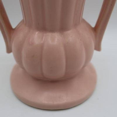 SIGNED McCoy Vintage Vase, Pale Pink with Two Handles