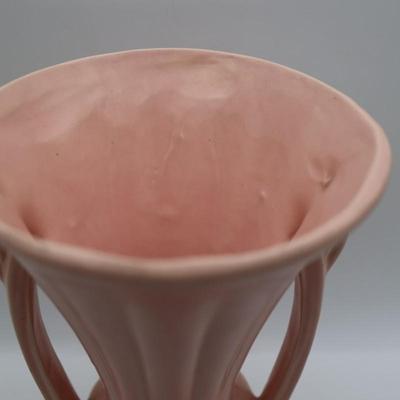 SIGNED McCoy Vintage Vase, Pale Pink with Two Handles