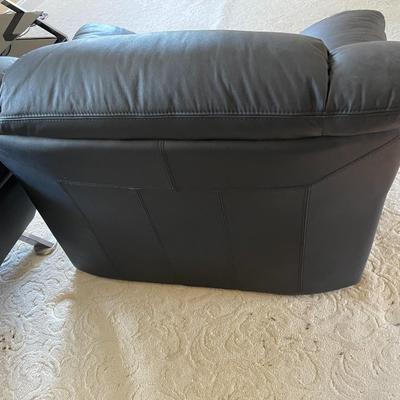 Pair Of Black Leather Arm Chairs