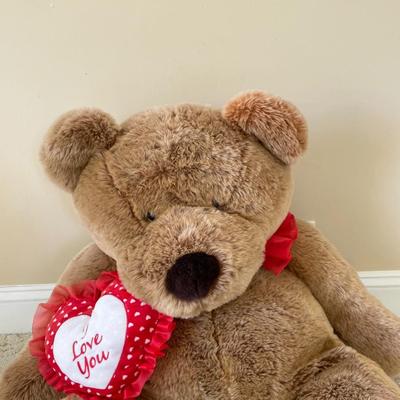 I LOVE YOU Giant Teddy Bear with Plush Embroidered Heart.