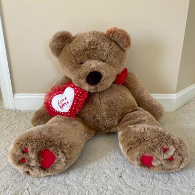 I LOVE YOU Giant Teddy Bear with Plush Embroidered Heart.