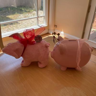 Two Pink Piggy Banks.
