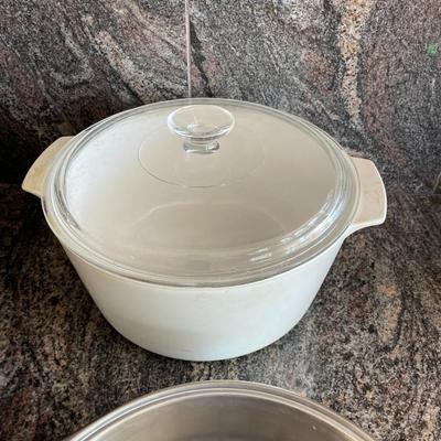 Assorted Stainless Steel mixing Bowls and Casserole dish, Stainer and pot