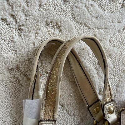 Women's Purse /Coach Poppy Monogrammed Bag with Gold Glittery Handles