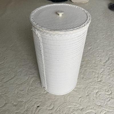 Wicker Laundry Basket In white.