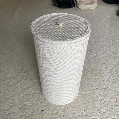Wicker Laundry Basket In white.