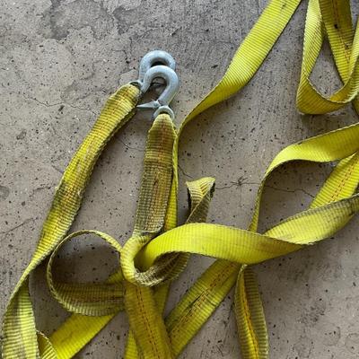 Large Yellow Ratchet Strap with Hook and Set of Two Orange Hook Ratchet End Cargo Straps
