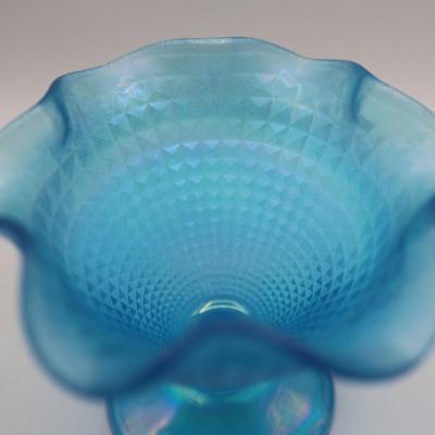 FENTON 90th Anniversary Blue Iridescent Compote/Candy Dish