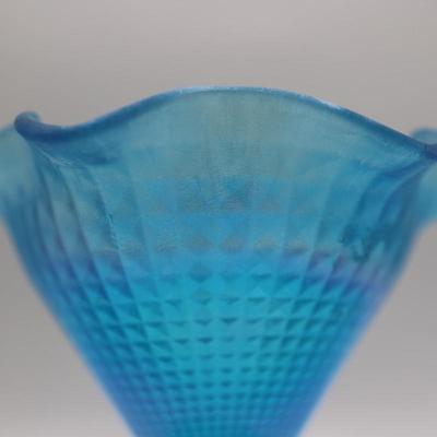 FENTON 90th Anniversary Blue Iridescent Compote/Candy Dish