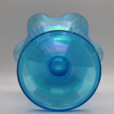 FENTON 90th Anniversary Blue Iridescent Compote/Candy Dish