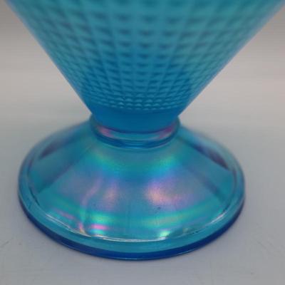 FENTON 90th Anniversary Blue Iridescent Compote/Candy Dish