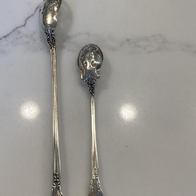 Silver- short & long pierced olive spoons