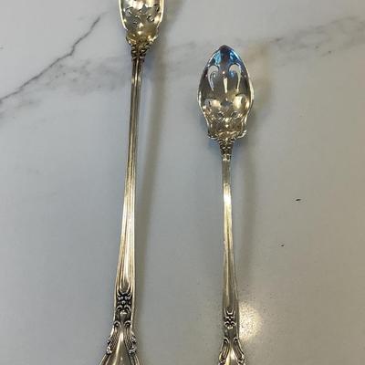 Silver- short & long pierced olive spoons