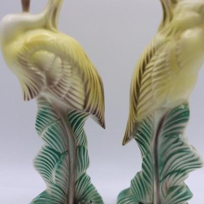 1940s Stewart B. McCulloch California Ceramic Cranes (2)