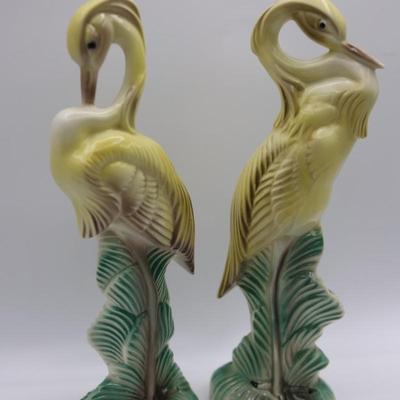 1940s Stewart B. McCulloch California Ceramic Cranes (2)