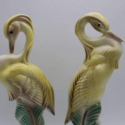 1940s Stewart B. McCulloch California Ceramic Cranes (2)