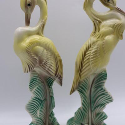 1940s Stewart B. McCulloch California Ceramic Cranes (2)
