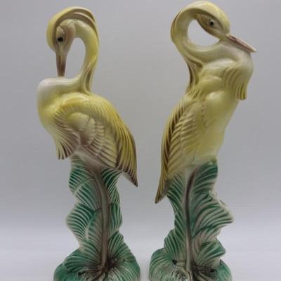 1940s Stewart B. McCulloch California Ceramic Cranes (2)