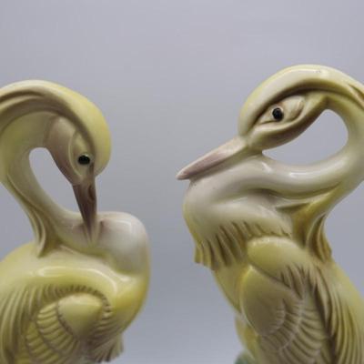 1940s Stewart B. McCulloch California Ceramic Cranes (2)