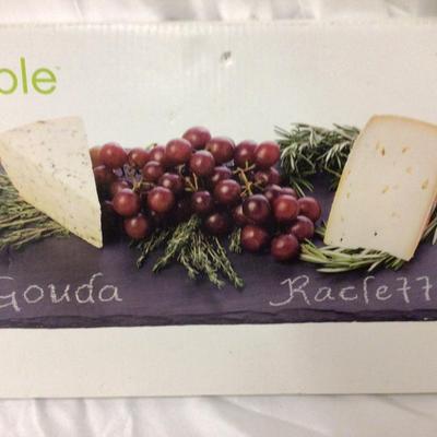 Two Cookie Molds, NIB Slate Cutting Board, Set of Four NIB Cheese Knives